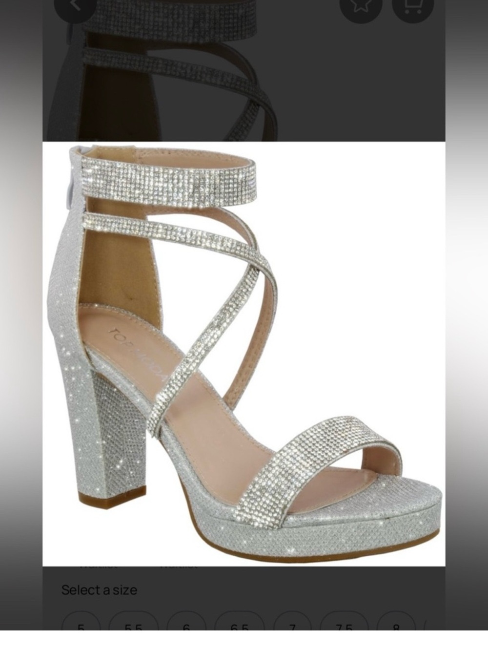Soda Silver Rhinestone Strappy Block Heel Sandals